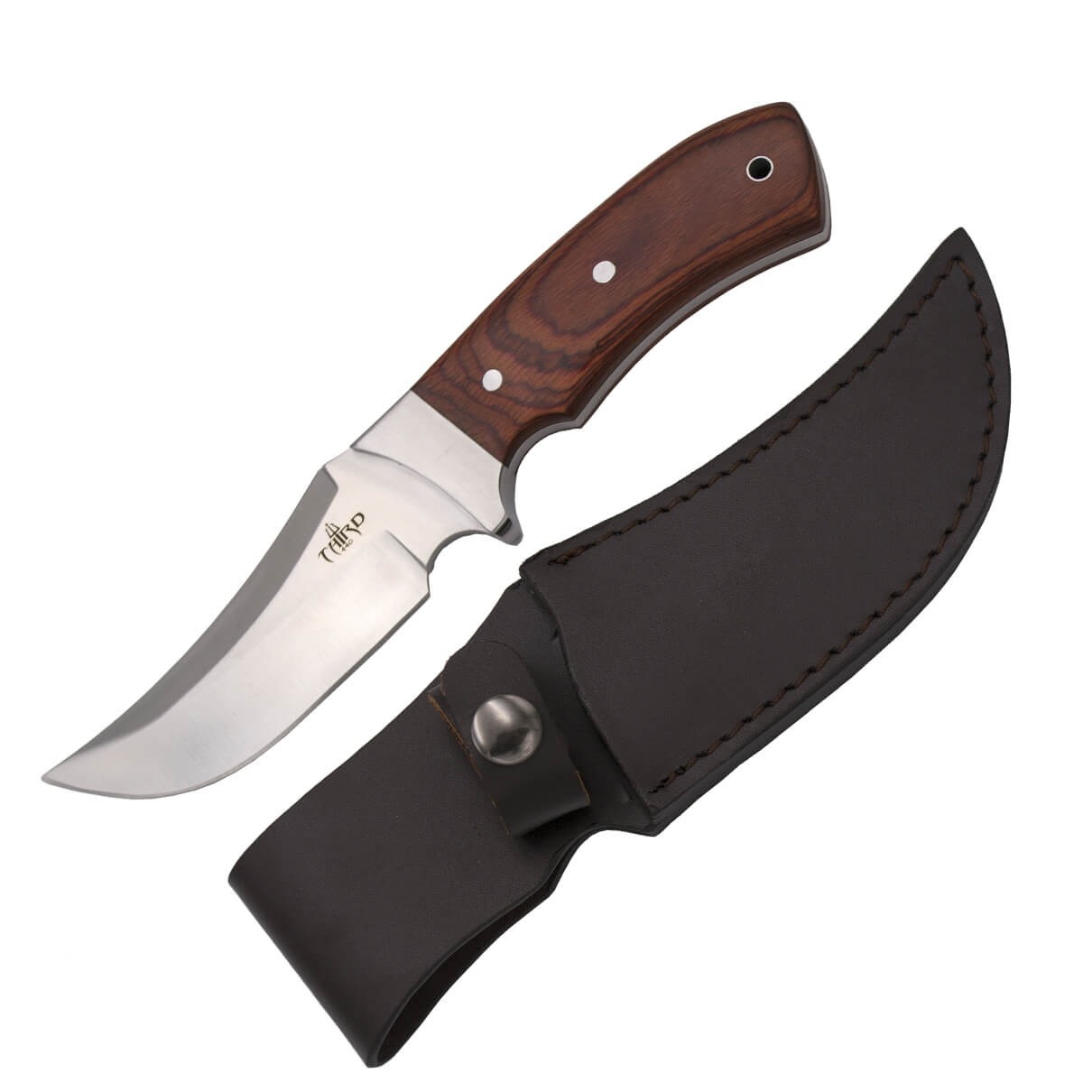 Cuchillo de caza enterizo con hoja de 12 cm y mango de pakkawood con virola inox