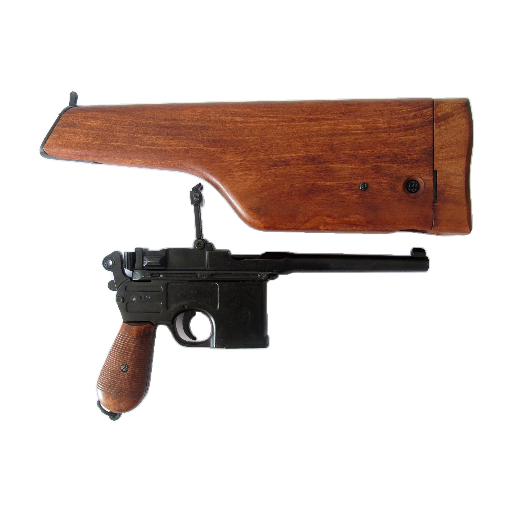 Pistolet C96, Allemagne 1896 en métal avec poignées en bois et étui de crosse