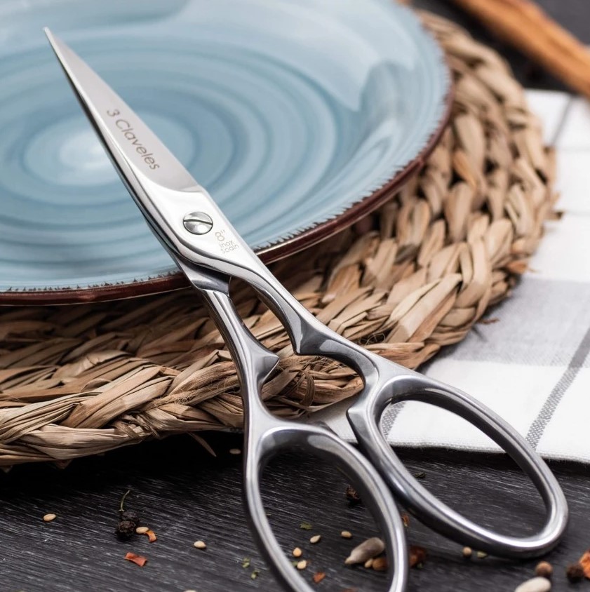 Tesoura de cozinha Star 8" em aço inoxidável com acabamento brilhante