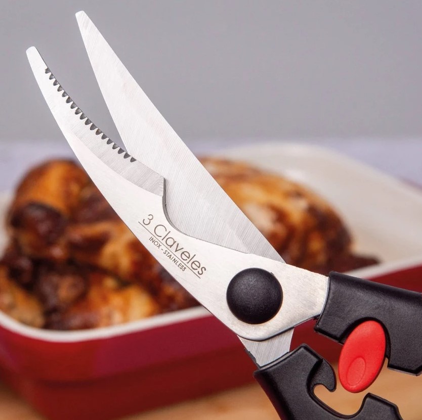 Geflügelschnitzschere mit 24 cm langem 3 Claveles-Griff in Rot mit weichem Griff