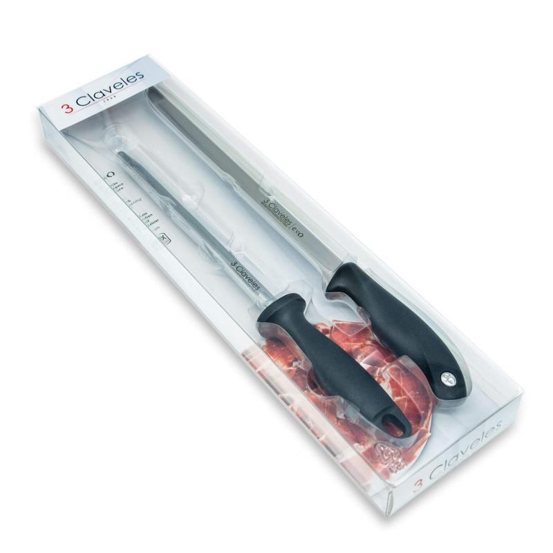 Set Cuchillo jamonero y chaira con mango de polioximetileno 3 Cla...