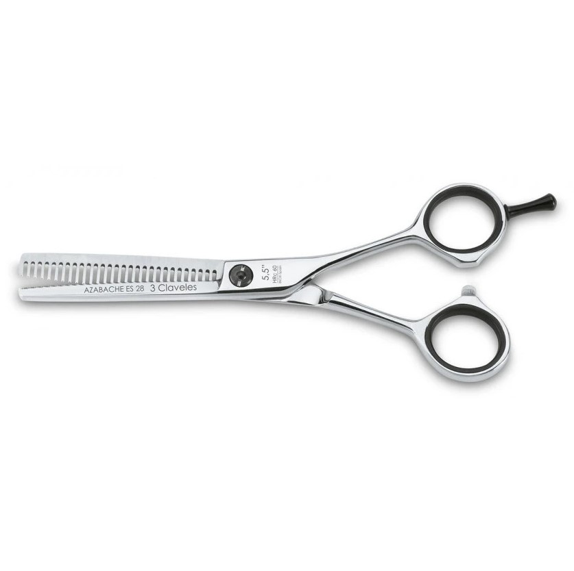 Tijera de peluqueria Azabache ES28 5.5" con filo navaja 3 Clavele...