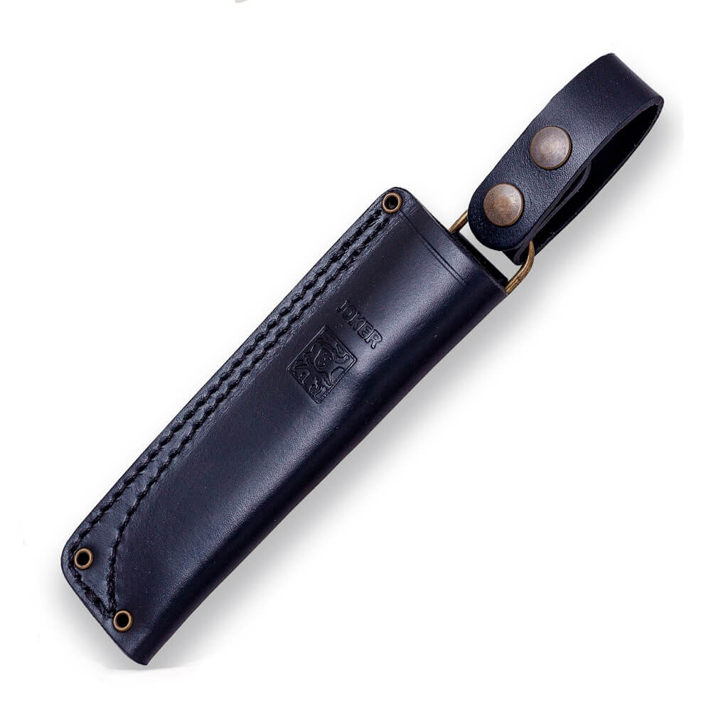 Cuchillo bushcraft Joker BS9 Ember con mango de micarta negra y hoja de Sandvik 14C28N