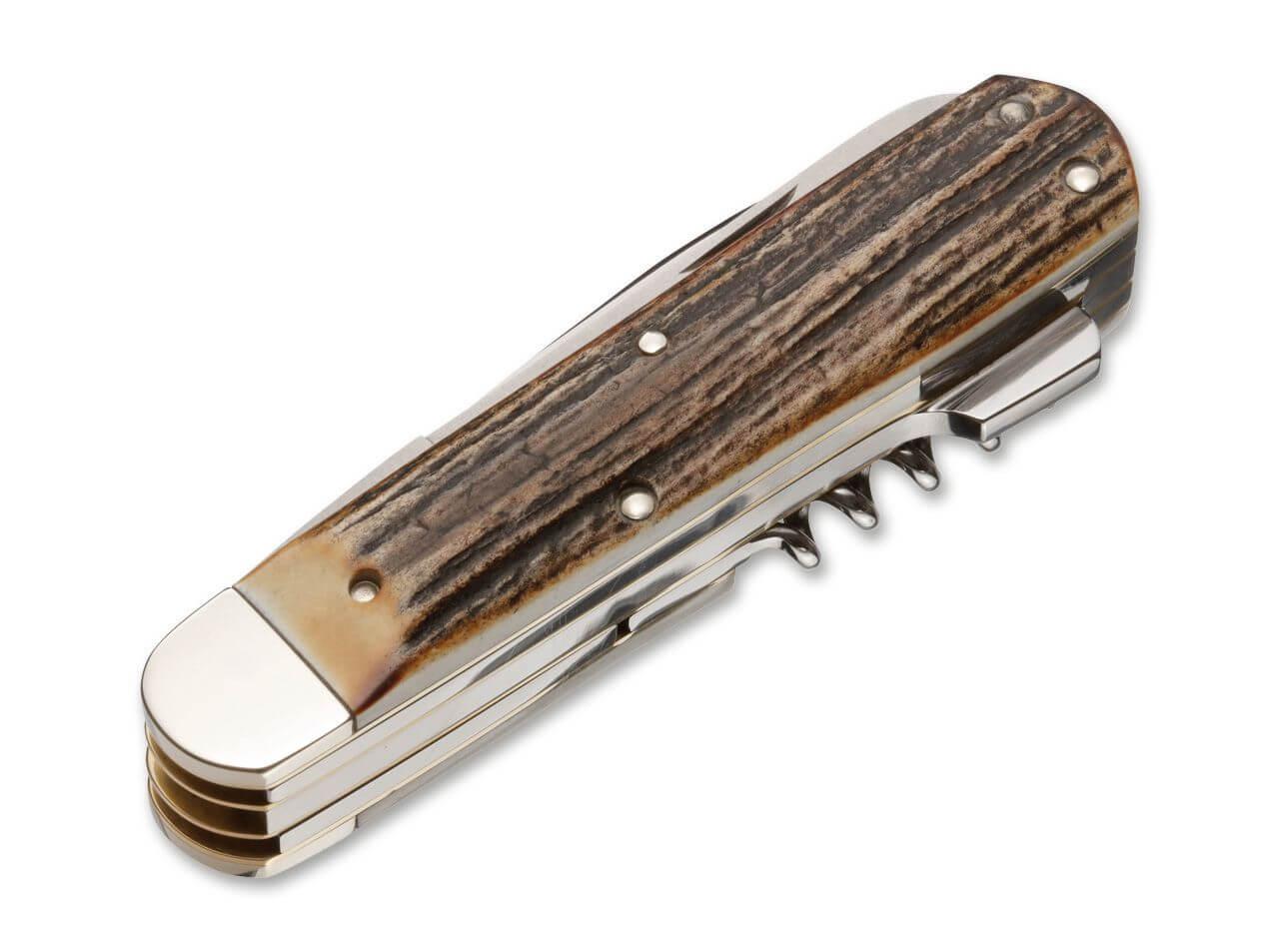 Navaja multiusos Hunters Knife Quadro CPM de Boker con mango de asta de ciervo