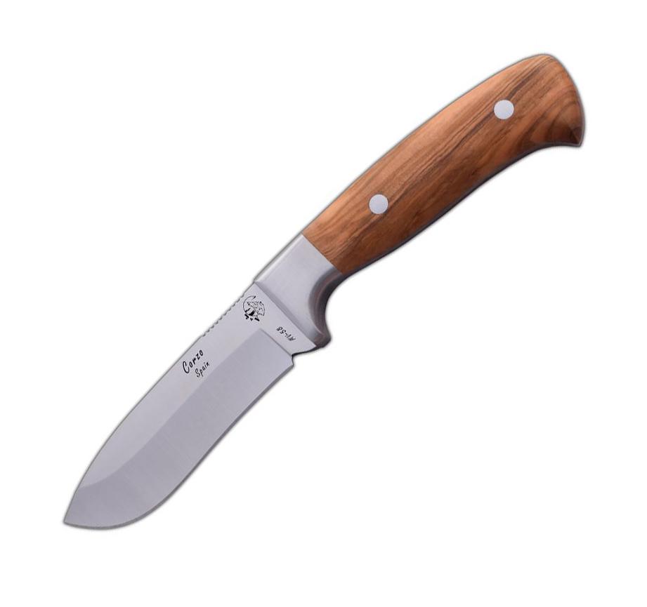 JV Corzo cuchillo de caza con mango de madera de olivo