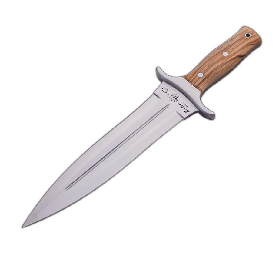 JV Montero Cuchillo de caza con mango de madera de olivo y hoja d...