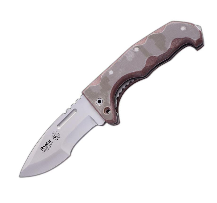 JV Raptor Bushcraft-Taschenmesser mit Tracker-Klinge und Camo-Mic...