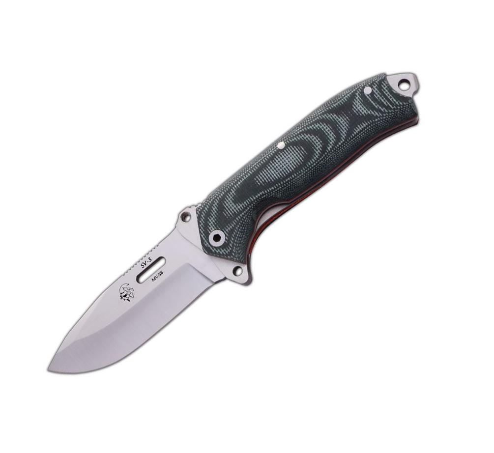 SV3 JV Klappmesser mit grünem Micarta Griff und Cordura Scheide