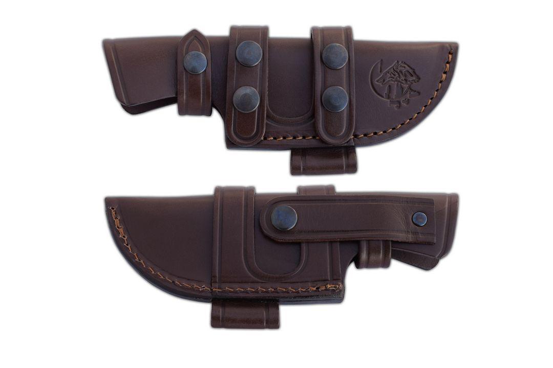 JV Chacal Bushcraft taktisches Messer mit Cocobolo-Holzgriff und Multipositions-Lederscheide