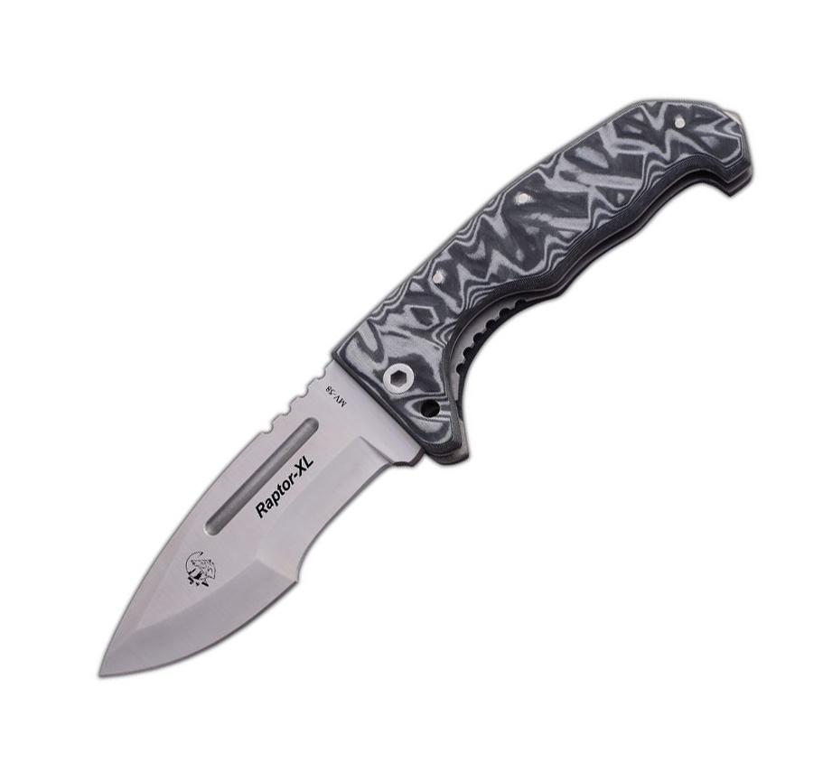 JV Raptor XL Bushcraftmesser mit Tracker-Klinge und grauem Micart...