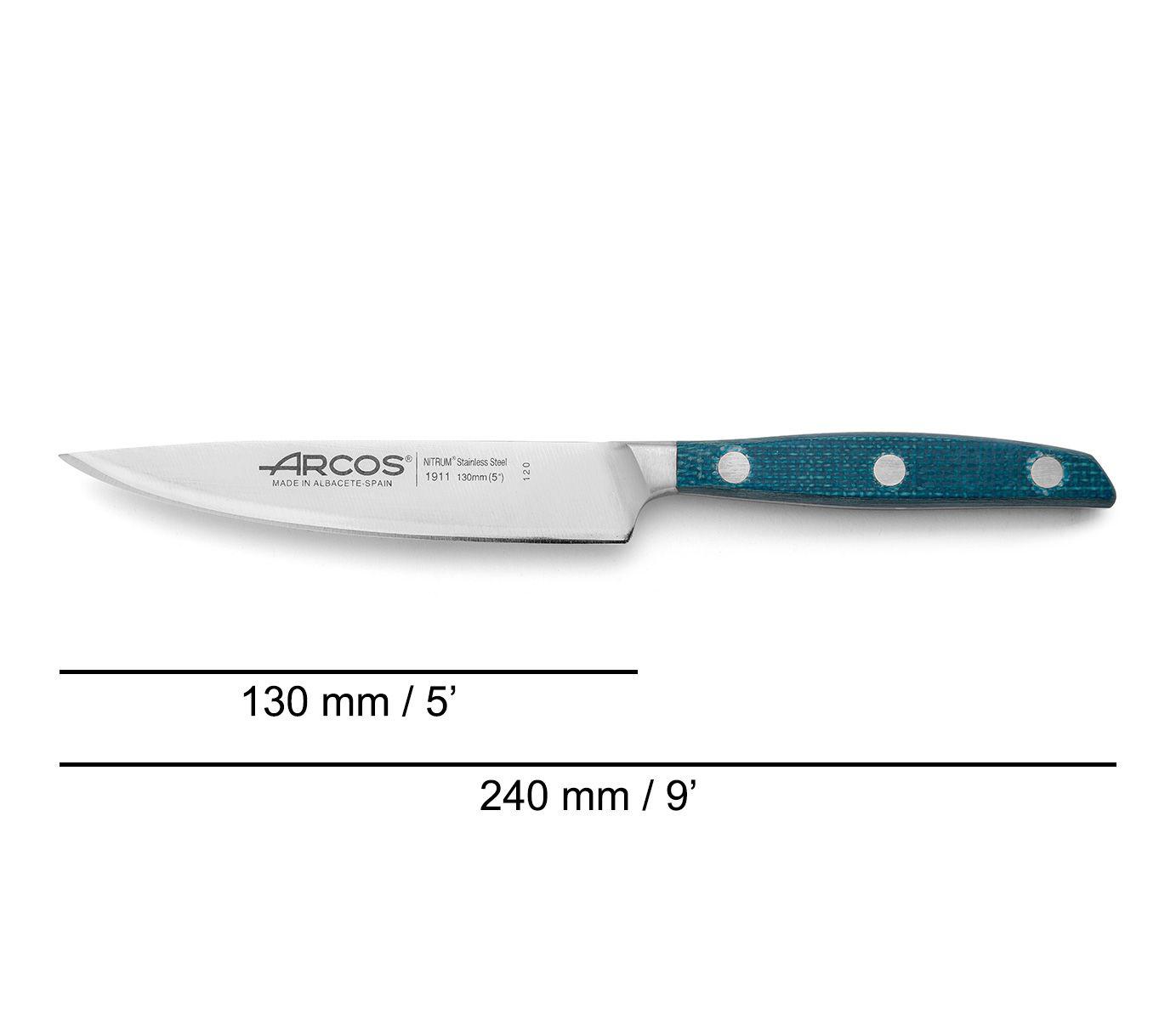 Schälmesser 130 mm Arcos Brooklyn mit blauem Micarta-Griff