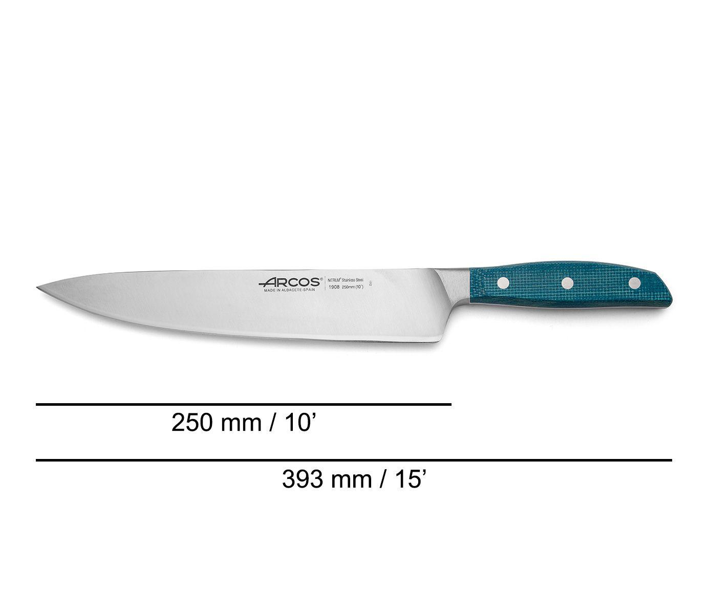 Arcos Brooklyn Kochmesser 250 mm mit blauem Micarta-Griff