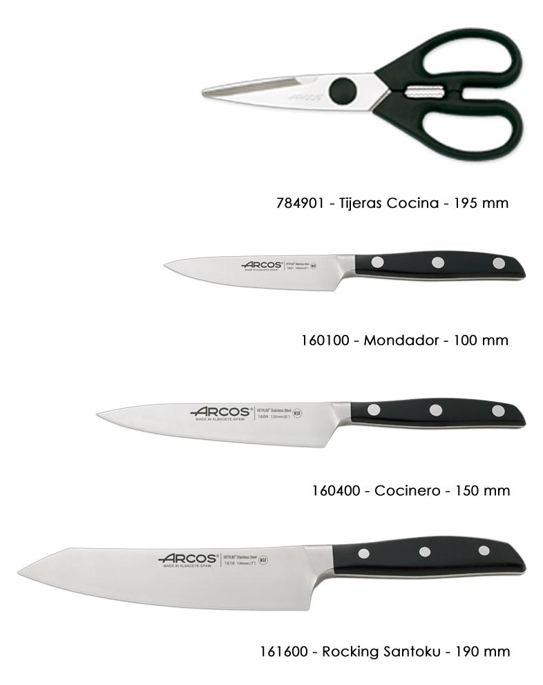 Juego de cuchillos Arcos Manhattan con taco de madera de gaucho