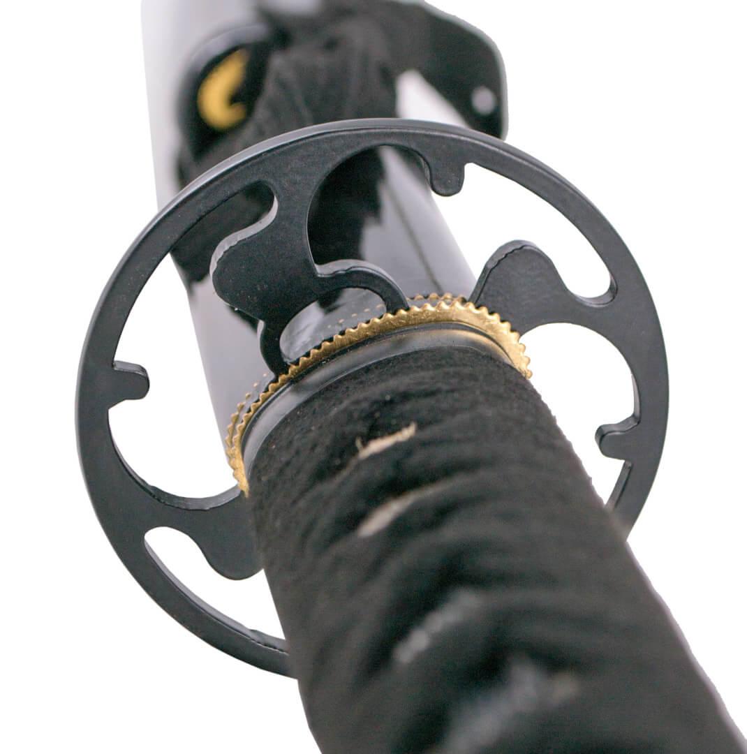 Katana fonctionnel avec fourreau noir et cordage noir