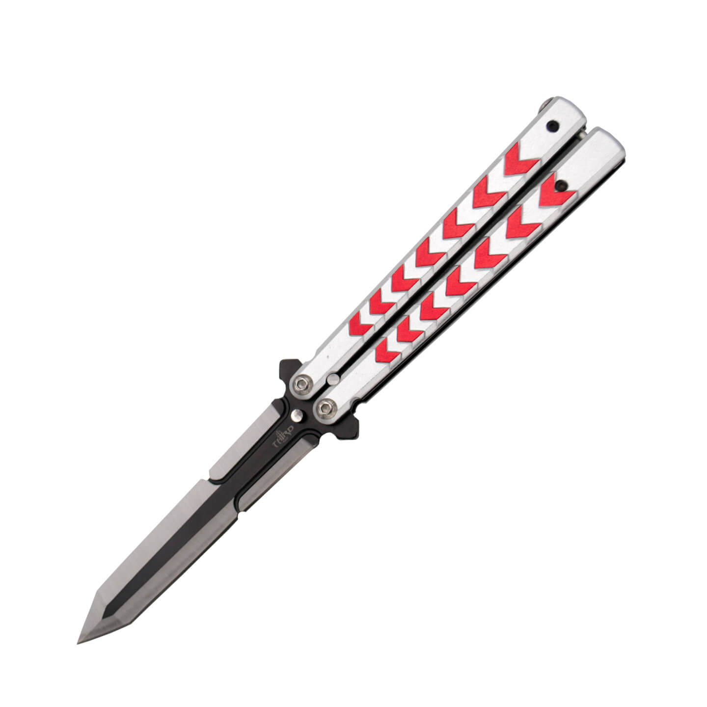 Navaja mariposa negra plata y roja con hoja de 12,5 cm K2813-6