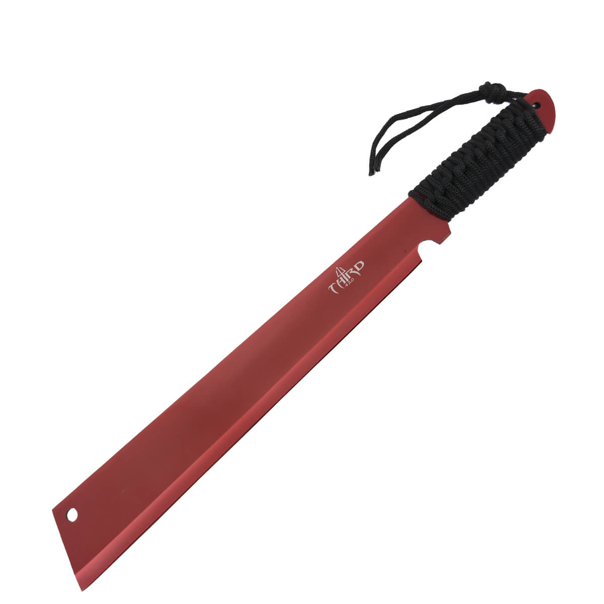 Machete Third con mango de cuerda negra y hoja roja de 38 cm