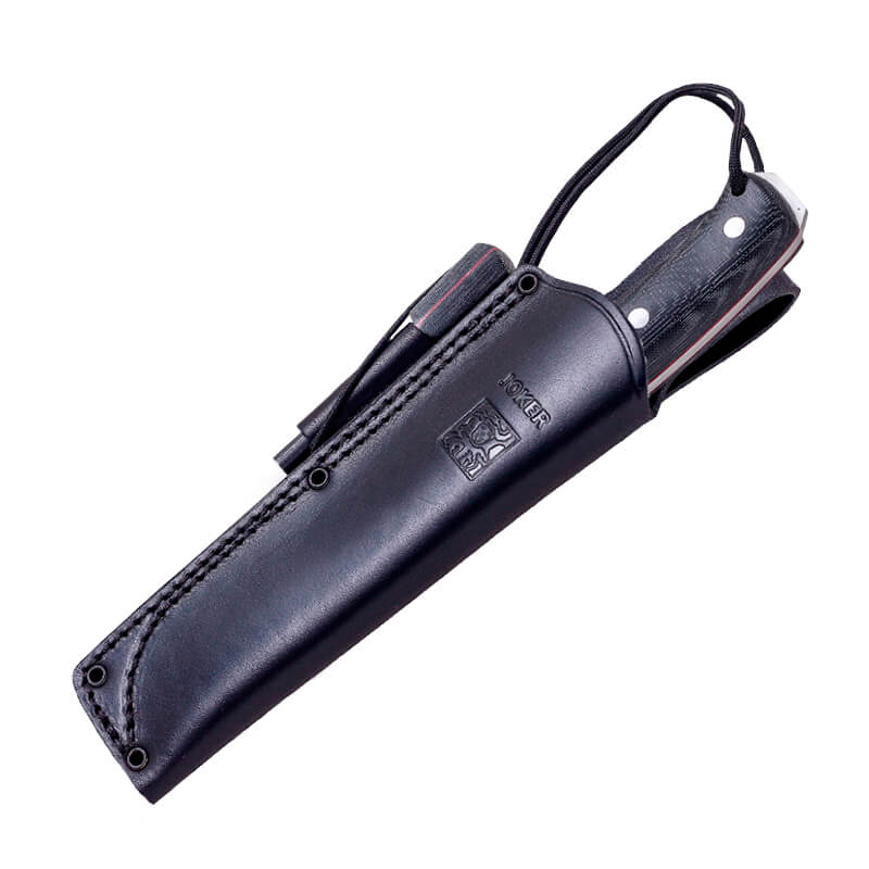 Cuchillo buhscraft Joker Nomad con mango de micarta negra y pedernal