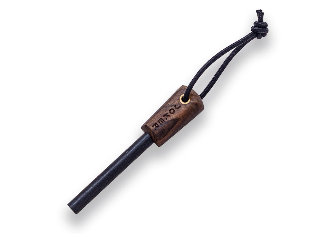 Joker Nomad Bushcraftmesser mit Walnussholzgriff mit Feuerstein
