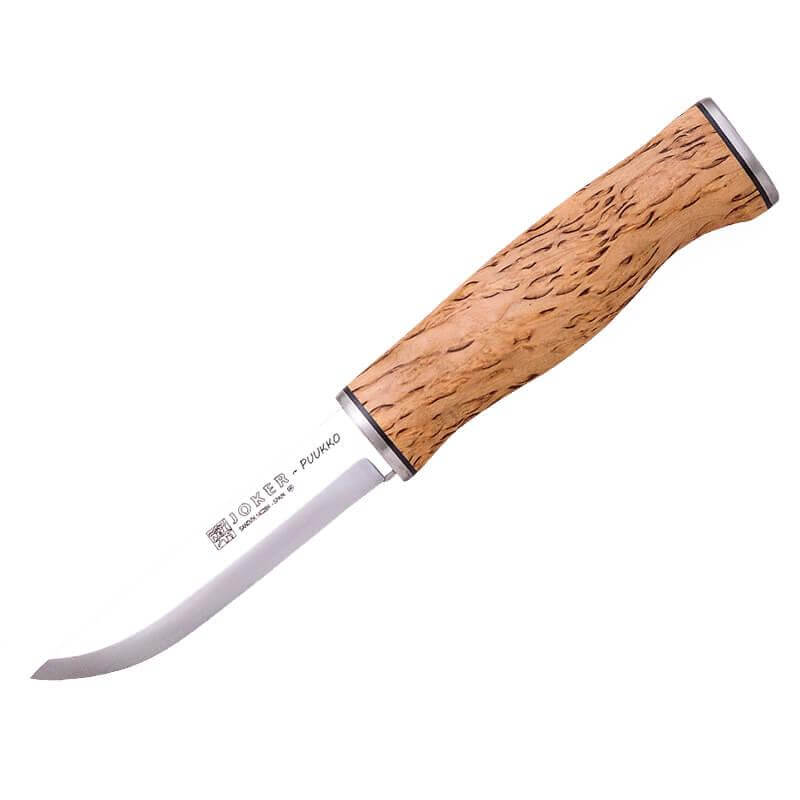 Cuchillo Puukko con mango de abedul rizado hoja de 10 cm