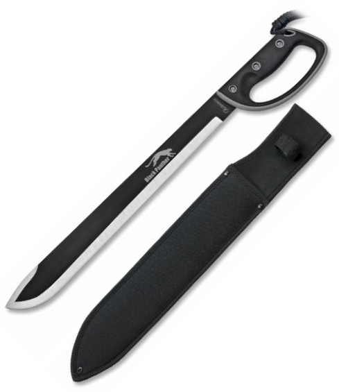 Machete Black Panther con hoja negra de 45 cm y mango de abs y go...