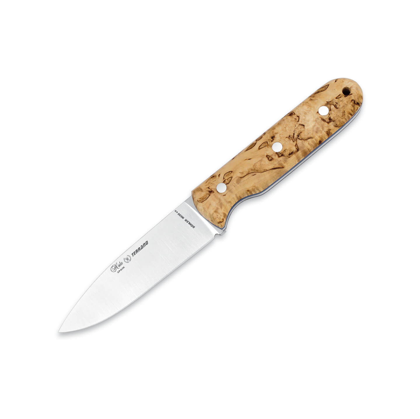 Cuchillo bushcraft Nieto Terrano con mango de madera de abedul ri...