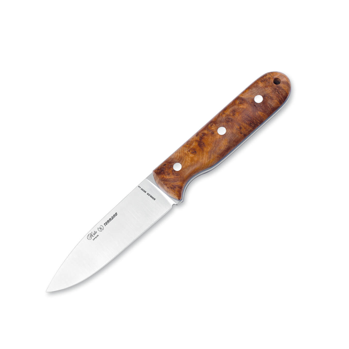 Cuchillo bushcraft Nieto Terrano con mango de madera de tuya y ho...