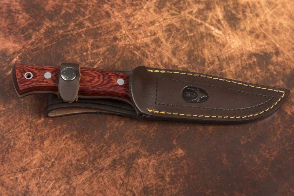 Couteau de chasse monobloc Muela Pointer avec manche en bois pressé rouge