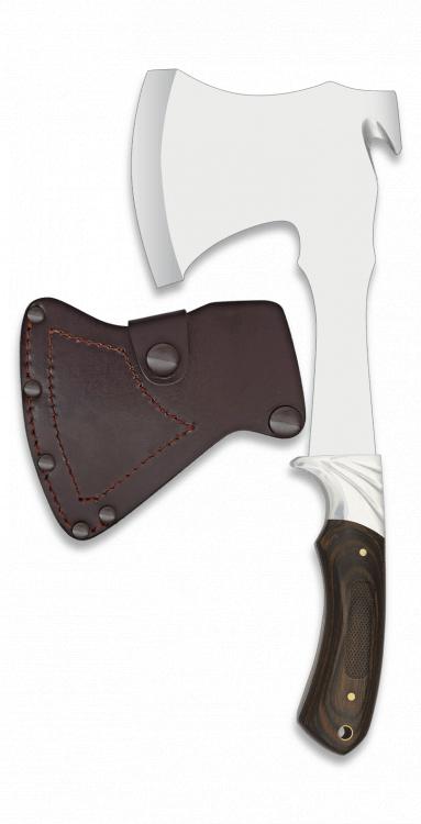 Hacha de caza Albainox con mango de stamina decorada CNC, funda d...