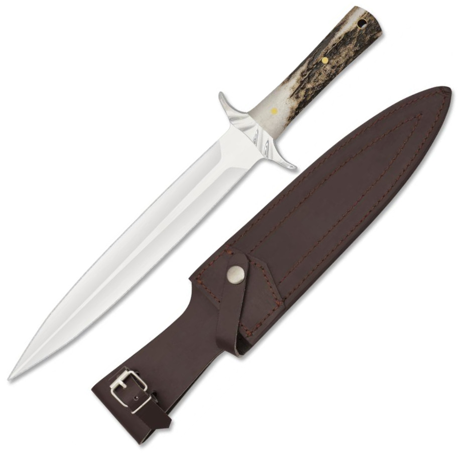 Daga Albainox con mango de asta de ciervo, virola de acero y hoja...