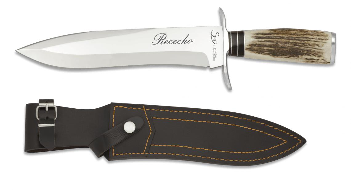 Cuchillo de caza Albainox Rececho con mango de asta de ciervo y h...