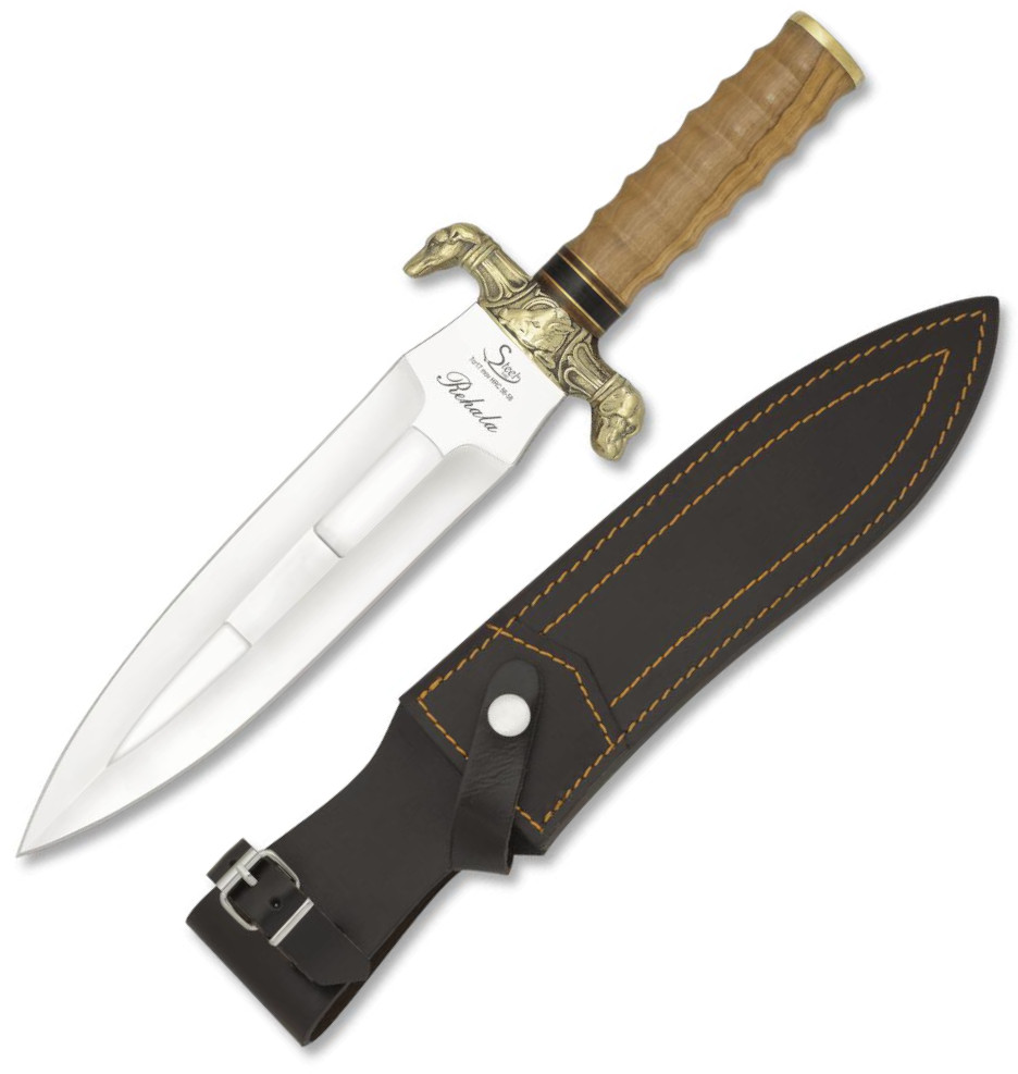 Cuchillo de caza modelo Rehala de Albainox con mango de olivo, fu...