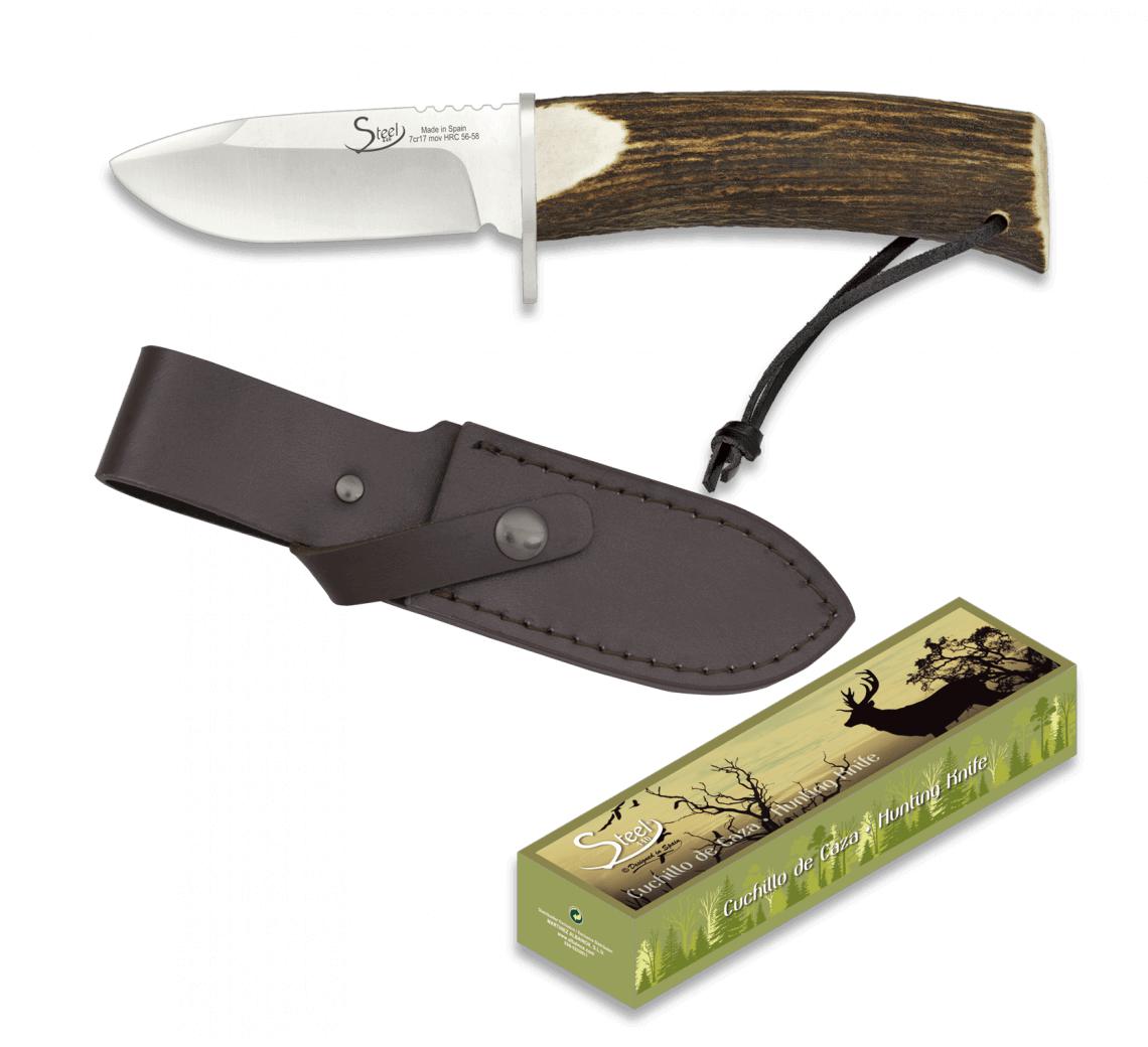 Cuchillo con mango de asta de ciervo de Albainox para caza