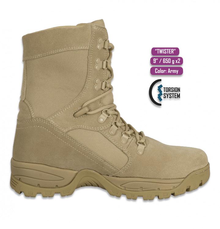 Botas Tácticas Modelo TWIST 9 ARMY de color tan de Barbaric 