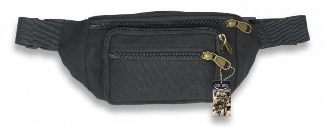 Riñonera básica color negro con 3 bolsillos