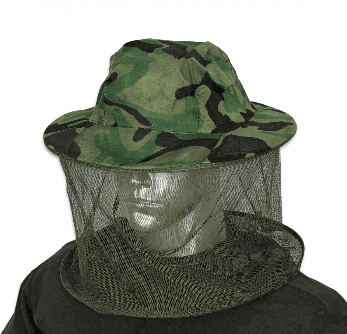 Gorro mosquitera completa de camuflaje de color verde