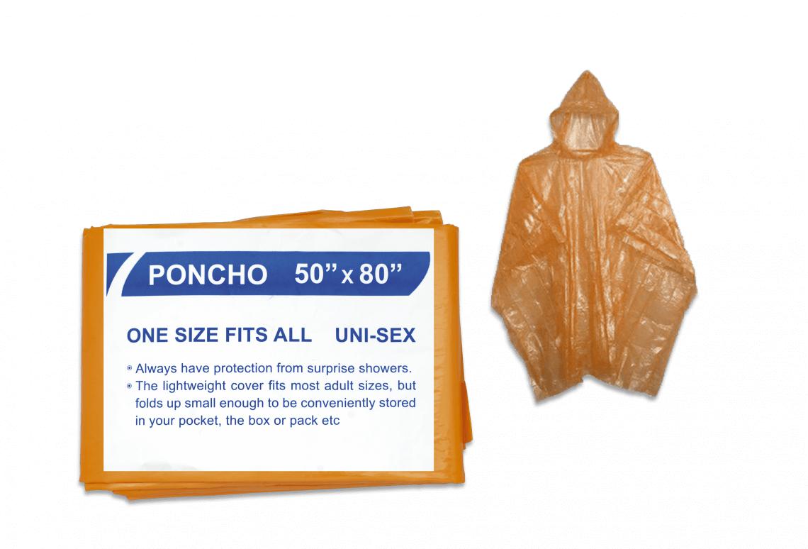 Poncho impermeable de color naranja unisex de 14 x 9,5 cm