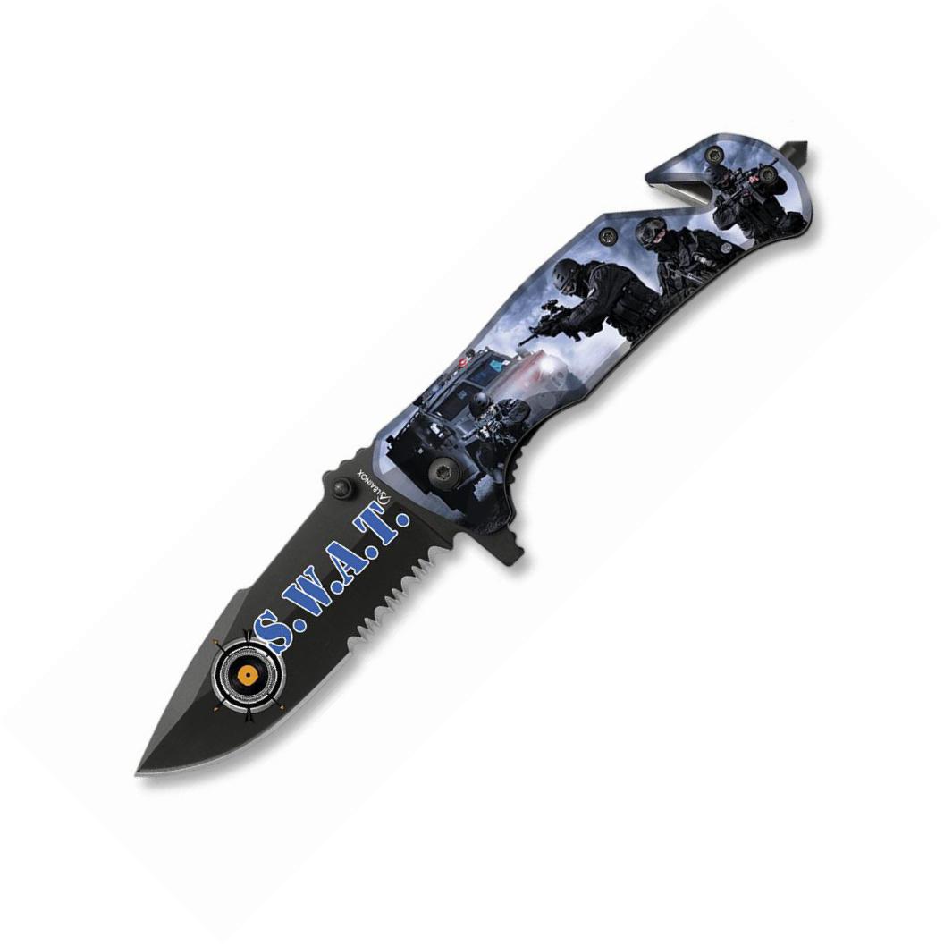 Couteau de poche tactique Albainox avec impression 3D SWAT, FOS e...