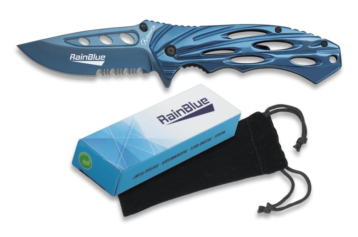 Navaja RAINBLUE con clip y hoja calado de 8,6 cm
