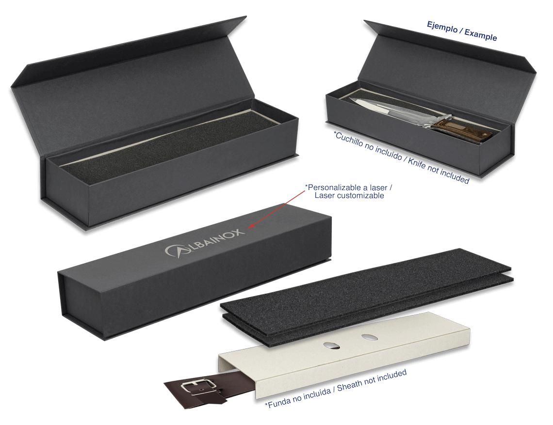 Caja negra de cartón rígido, imantada, con dimensiones de 39 x 10...