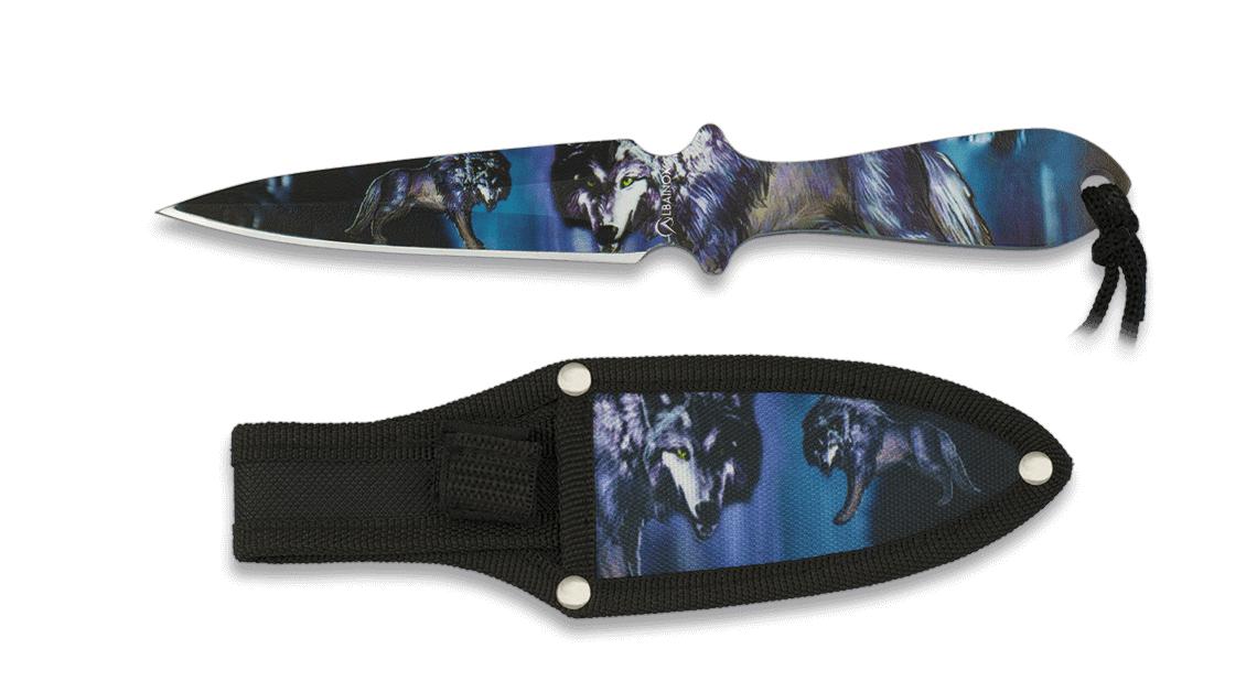 Cuchillo lanzador 3D lobo de Albainox con longitud total de 16,9 ...