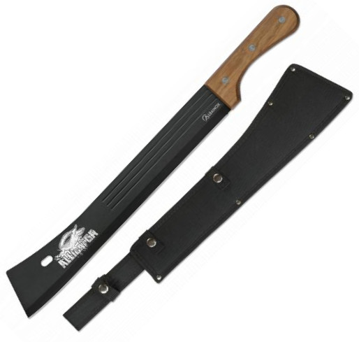 Machete enterizo con mango de madera y hoja negra de 42 cm Albain...