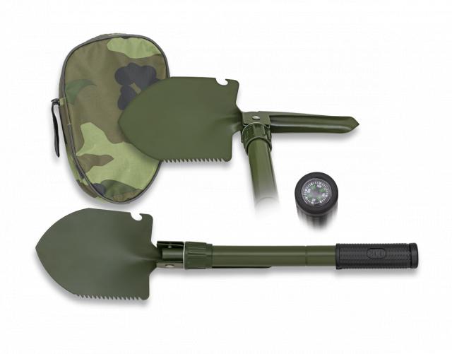 Pala-pico de supervivencia desmontable verde de metal