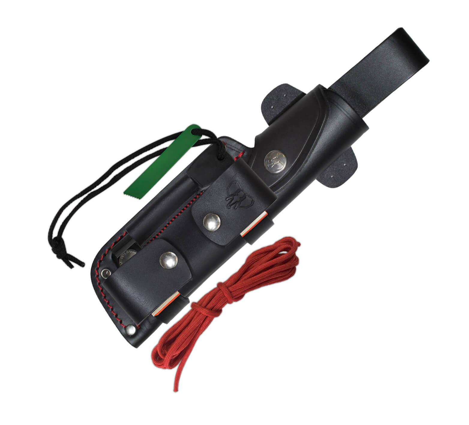 Couteau JJSK1 Cudeman. Manche en micarta noir. Acier Böhler N-695. Étui en cuir. Kit complet