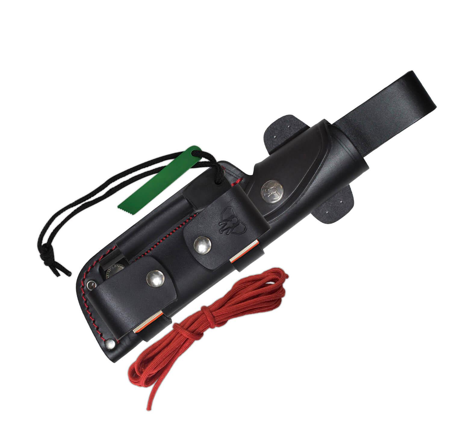 Coltello Cudeman MT1. Manico in micarta nera. Custodia in pelle. Kit completo