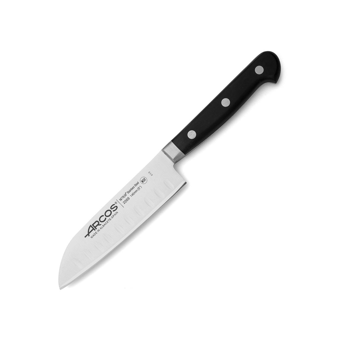 Cuchillo santoku de 14 cm con mango de polipropileno negro Arcos ...