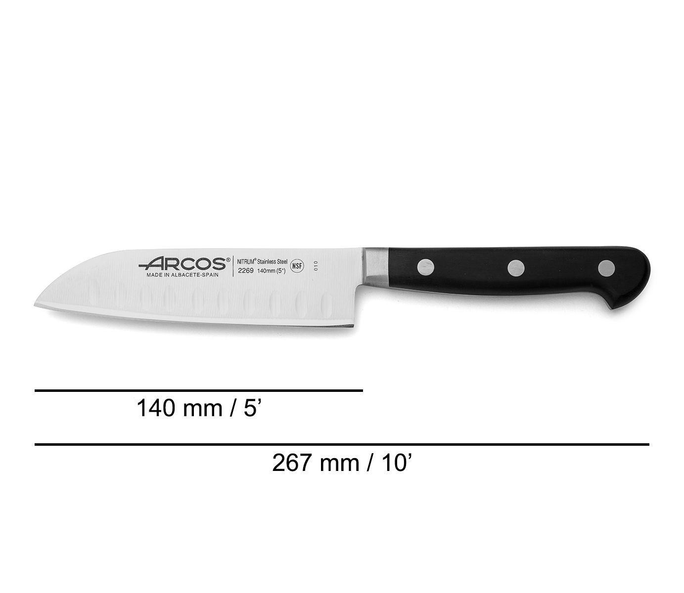 Cuchillo santoku de 14 cm con mango de polipropileno negro Arcos Opera