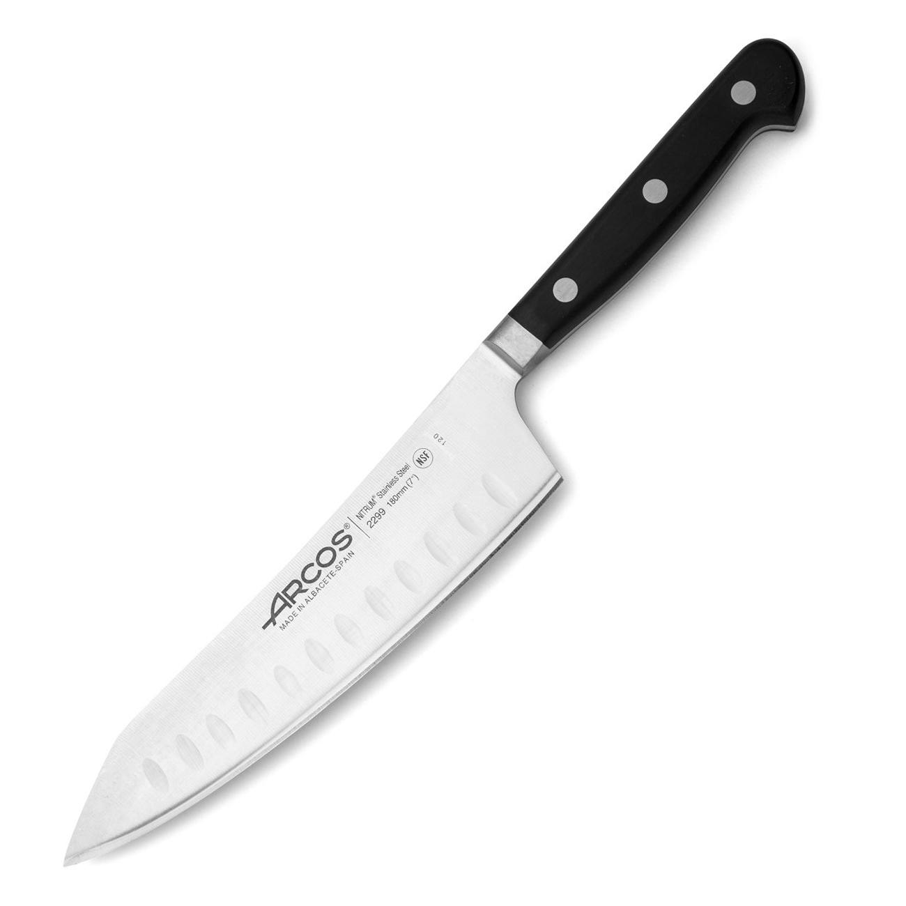 Cuchillo Rocking Santoku con mango de polipropileno negro Arcos O...