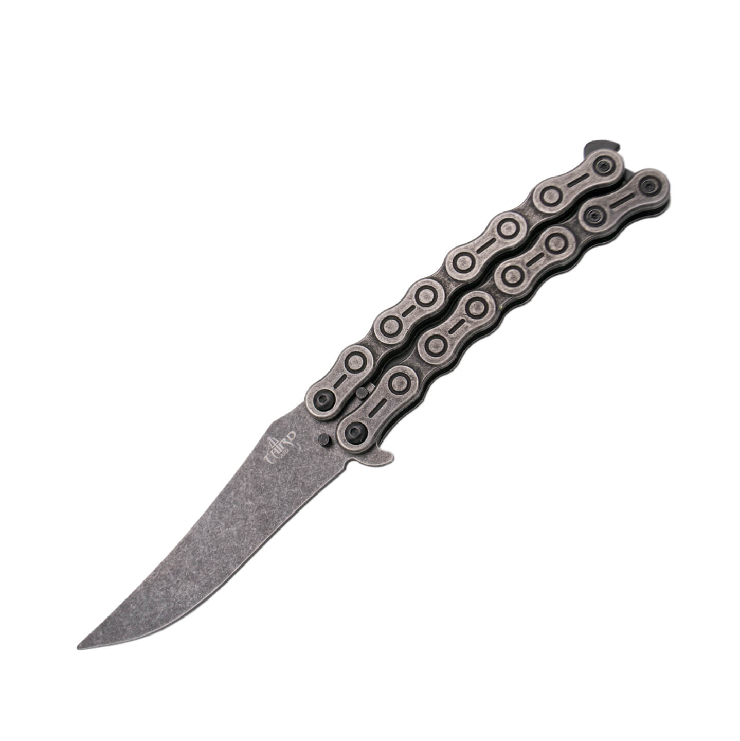 Navaja mariposa de entrenamiento stonewashed con mango de acero i...