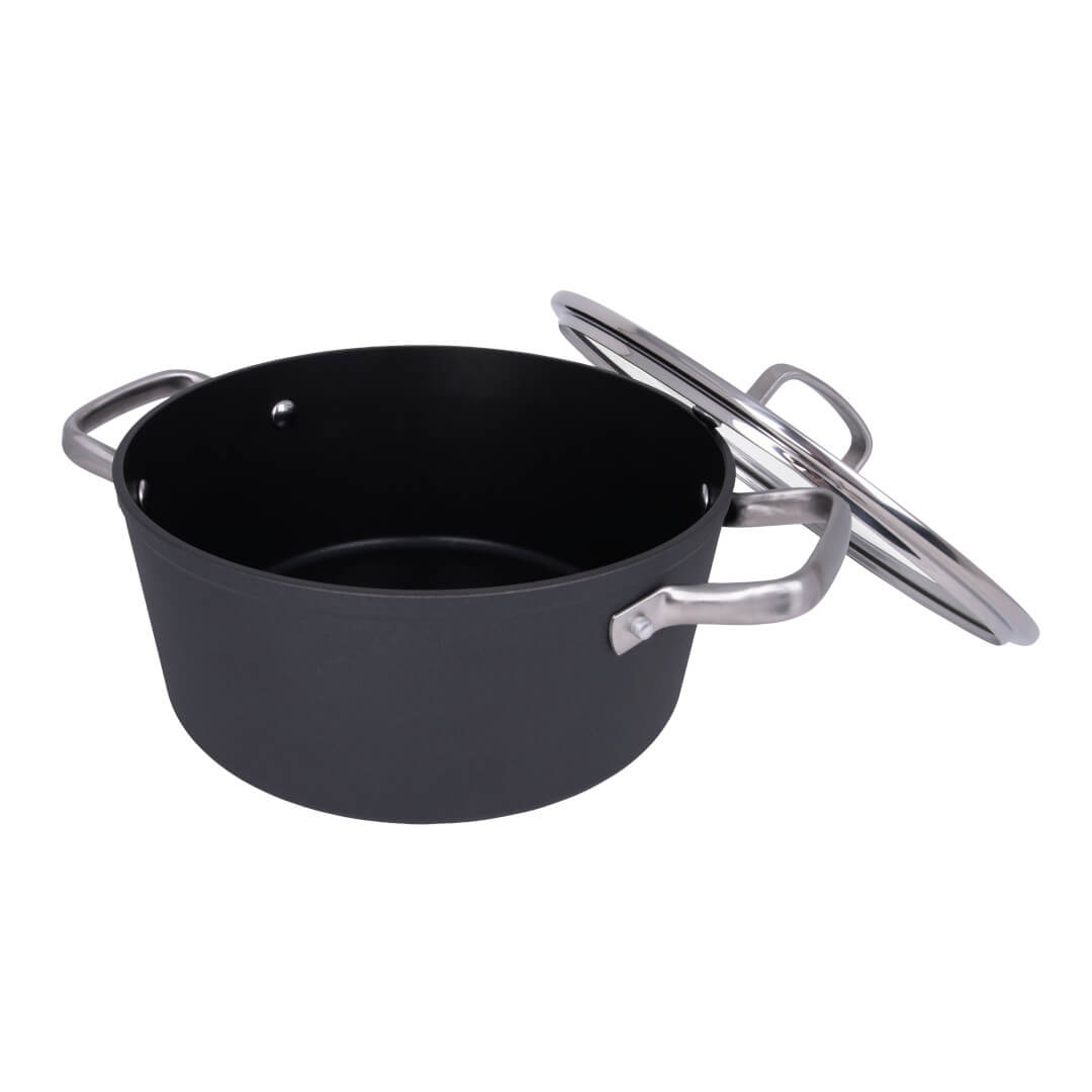 Cacerola antiadherente Samoa 16 cm negra con tapa