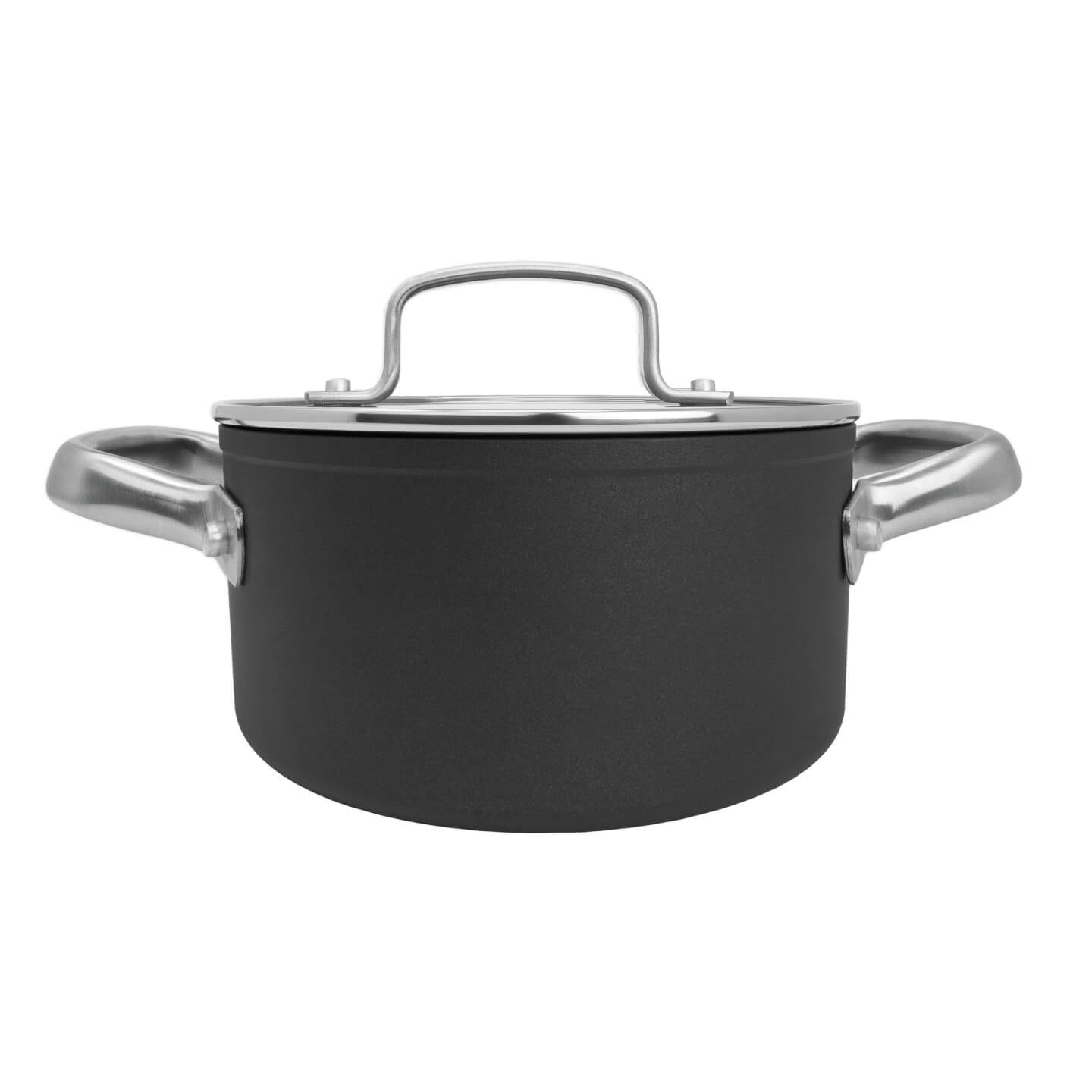 Cacerola antiadherente Samoa 16 cm negra con tapa